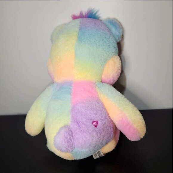 Care Bears Togetherness Bear 14" Plush Rainbow Fur Love All Belly Badge - Picture 3 of 7